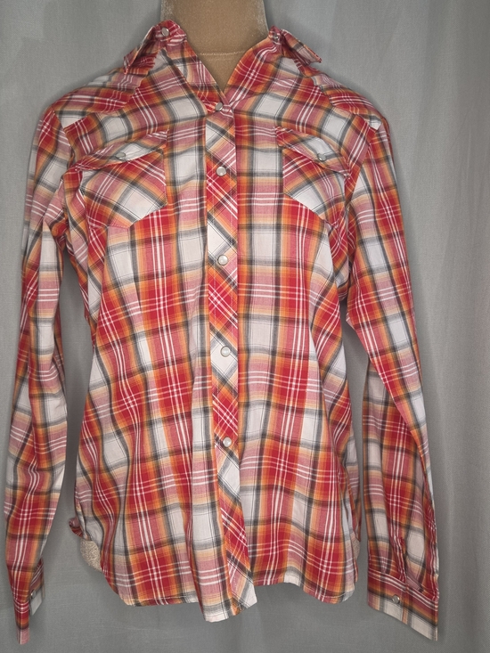 Roper Tops - Roper Red Plaid Button-Up Shirt With Pearl Snaps Women's Size Medium